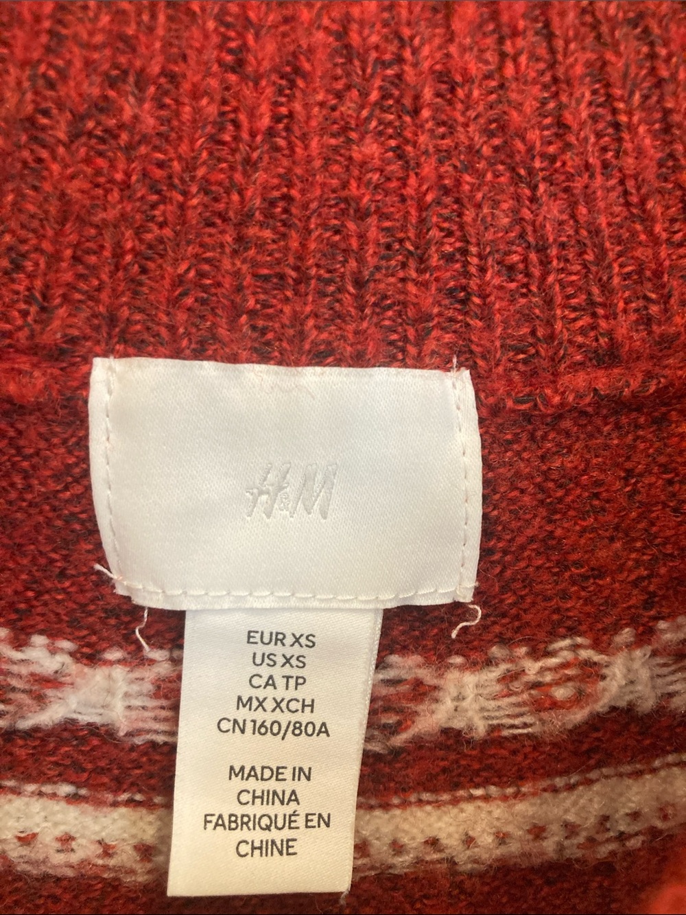H&M Red and Cream Patterned Knit Sweater - Picture 2 of 10